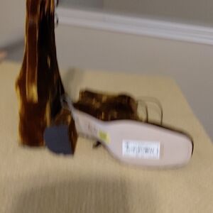 Women Gold Velvet Block Heel Sandals